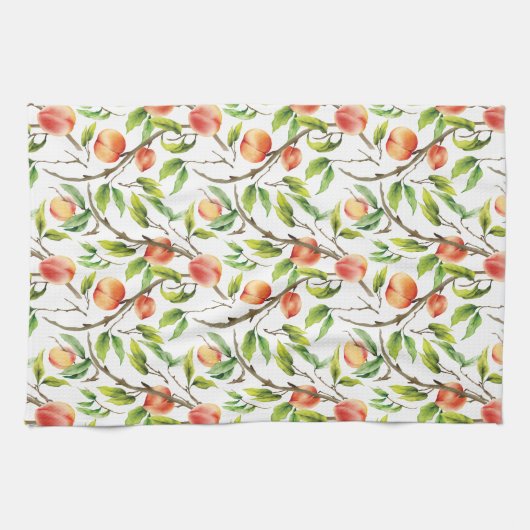 Waterverf Verse perzik Theedoek (Horizontaal)