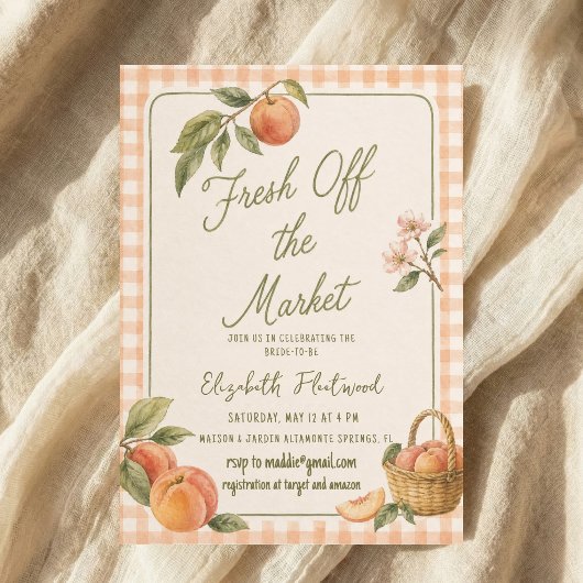 Waterverf Verse van de Markt Perzik Gingham Kaart