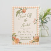 Waterverf Verse van de Markt Perzik Gingham Kaart (Staand voorkant)