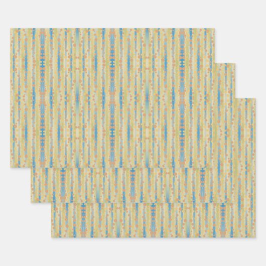 Waterverf - Verticaal striped Polka Dots Patroon Inpakpapier Vel (Set)