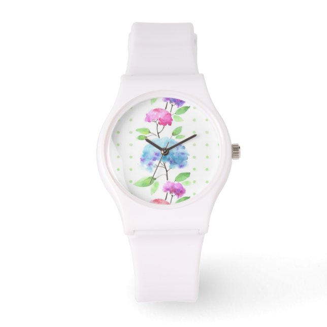 Waterverf verticale naadloze patroonrand horloge (Voorkant)