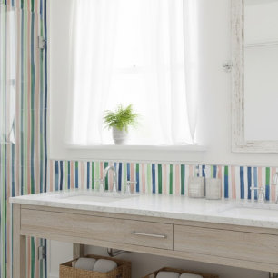 Waterverf Verticale Streep Groen Blauw Koraal Tegeltje