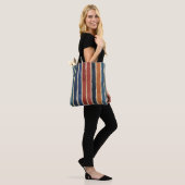 Waterverf Verticale Strepen Baksteen Roest Navy Tote Bag (Op model)