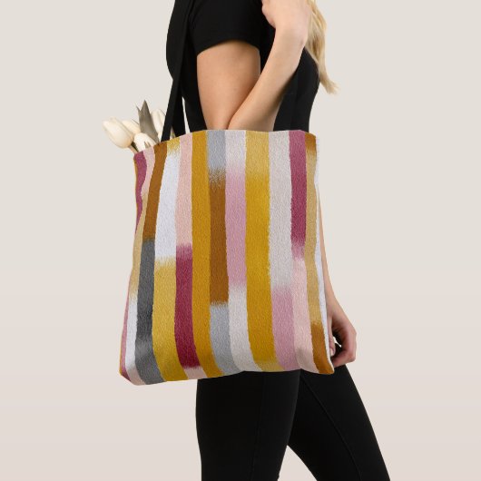 Waterverf Verticale Strepen Naadloos Tote Bag (Dichtbij)