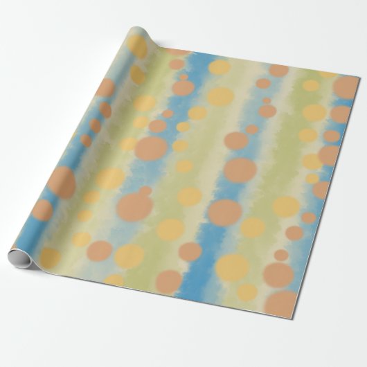 Waterverf Verticale striped Polka Dots Cadeaupapier (Uitgerold)