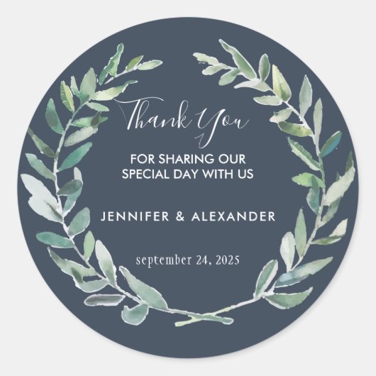 Waterverf vertrekt hout Weddenschap Ronde Sticker (Voorkant)