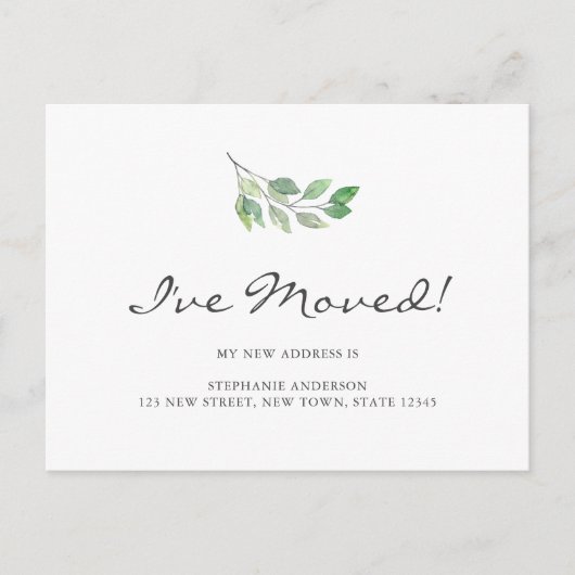 Waterverf vertrekt, ik ben verhuisd aankondigingskaart (Voorkant)