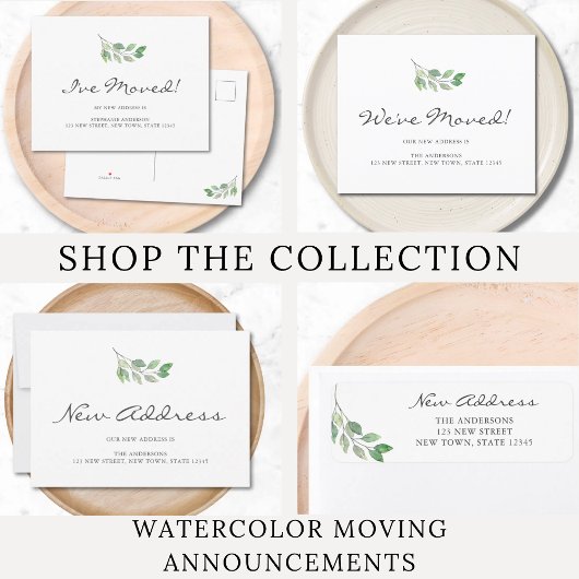 Waterverf vertrekt, ik ben verhuisd aankondigingskaart