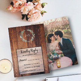 Waterverf vertrekt op barnenhouten foto Wedding RS Kaart