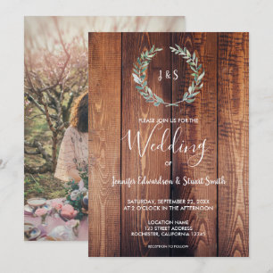 Waterverf vertrekt op houten monogram foto Weddens Kaart