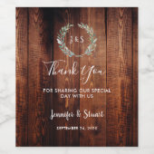 Waterverf vertrekt op schuurhout dankzij bruiloft wijn etiket (Enkel label)