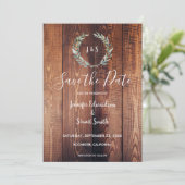 Waterverf vertrekt op trouwe houtfotobruiloft save the date (Staand voorkant)