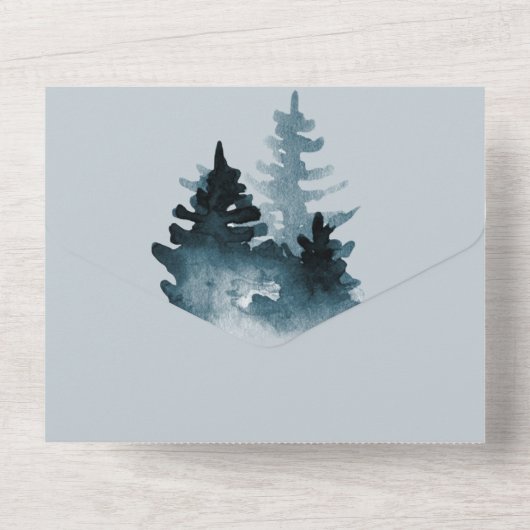 Waterverf vervagen in het Lakehouse All In One Uitnodiging (Achterkant)