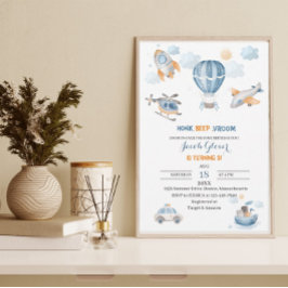 Waterverf Vervoersverjaardag baby shower Kaart