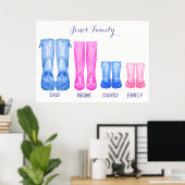 Waterverf verwelkomt mijn familie rubberlaarzen poster (Thuiskantoor)