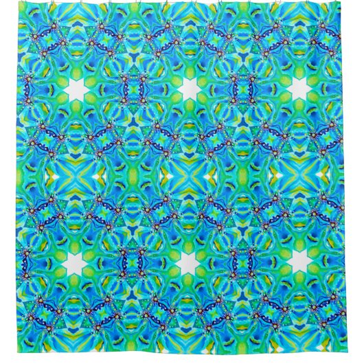 Waterverf Verwerkt Geometrisch Groen Abstract Douchegordijn (Voorkant)