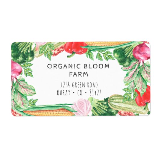 Waterverf verzendadreslabel voor groentebedrijf etiket (Voorkant)
