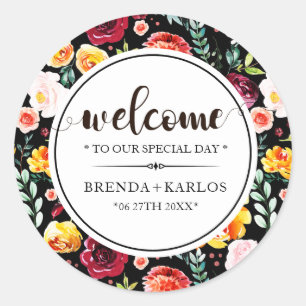 Waterverf vet kleurenpatroon ronde sticker