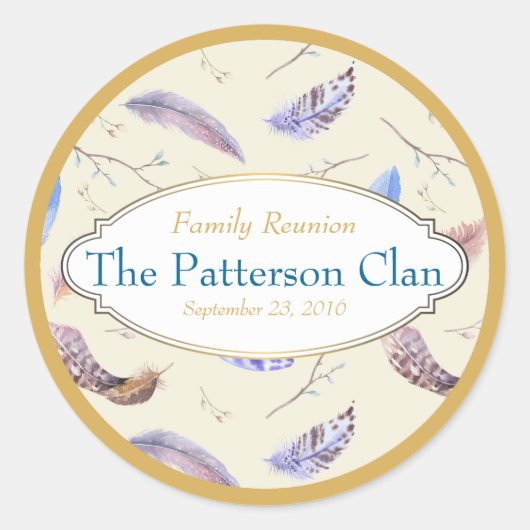 Waterverf Veters met een Fancy Lijst reünie Ronde Sticker (Voorkant)