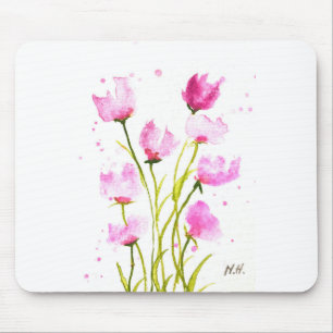 Waterverf Veterwt Floral Roze meisje Botanisch Muismat