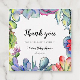 Waterverf vetplant cactus baby shower bedankjes labels