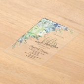 Waterverf vetplanten 50ste geboortedag acryl uitnodigingen (Laagn)