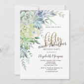Waterverf vetplanten 50ste geboortedag kaart (Voorkant)