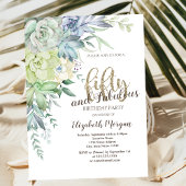 Waterverf vetplanten 50ste geboortedag kaart