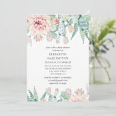 Waterverf vetplanten baby shower. Bloemencactus Kaart (Staand voorkant)