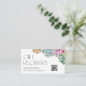 Waterverf vetplanten Baby shower QR Code Registry Informatiekaartje (Staand voorkant)