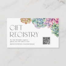 Waterverf vetplanten Baby shower QR Code Registry