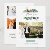 Waterverf vetplanten bruiloft foto collage bedankkaart (Voorkant / Achterkant)