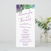 Waterverf vetplanten | Bruiloft Programmakaart (Staand voorkant)
