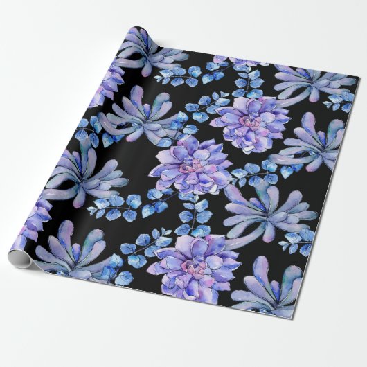 Waterverf Vetplanten Cadeaupapier (Uitgerold)