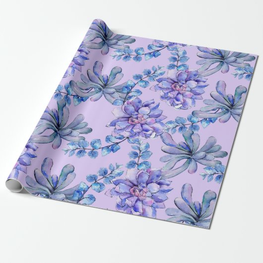 Waterverf Vetplanten Cadeaupapier (Uitgerold)