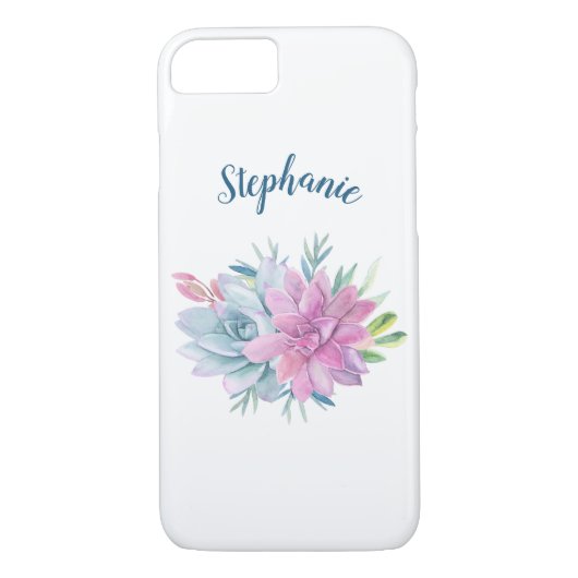 Waterverf vetplanten gepersonaliseerd Case-Mate iPhone case (Achterkant)