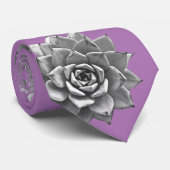 Waterverf vetplanten grijs op lavendel stropdas (Opgerold)