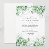 Waterverf vetplanten. Groene cactus doop Kaart (Voorkant / Achterkant)