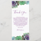 Waterverf vetplanten | Huwelijksmenu Menu (Achterkant)