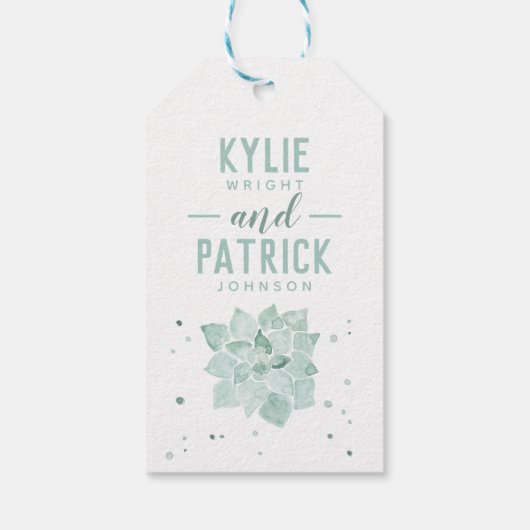 Waterverf vetplanten laten liefde groeien bruiloft cadeaulabel (Achterkant)