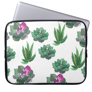 Waterverf vetplanten naadloos patroonontwerp laptop sleeve