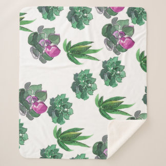 Waterverf vetplanten naadloos patroonontwerp sherpa deken