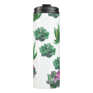 Waterverf vetplanten naadloos patroonontwerp thermosbeker