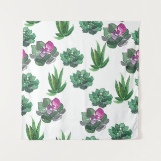 Waterverf vetplanten naadloos patroonontwerp wandkleed