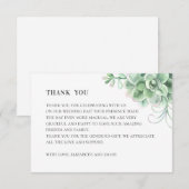 Waterverf vetplanten. Trouwcactus. botanisch Bedankkaart (Voorkant / Achterkant)