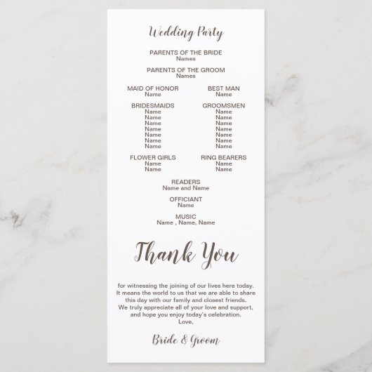 Waterverf vetplanten | Trouwprogramma Programmakaart (Achterkant)