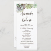 Waterverf vetplanten | Trouwprogramma Programmakaart (Voorkant / Achterkant)