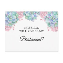 Waterverf vetplanten. Wil je mijn bruidsmeisje zij