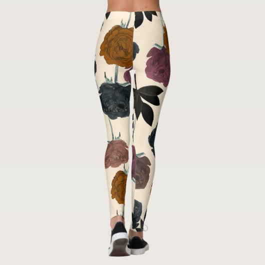  Waterverf Vette Herfst Bloemen Leggings (Achterkant)