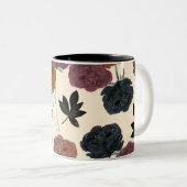 Waterverf Vette Herfst Bloemen Tweekleurige Koffiemok (Voorkant rechts)